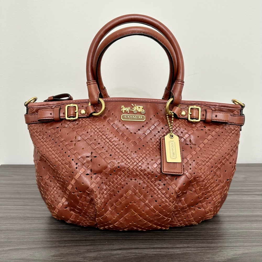 Coach Madison Woven Leather Sophia Satchel